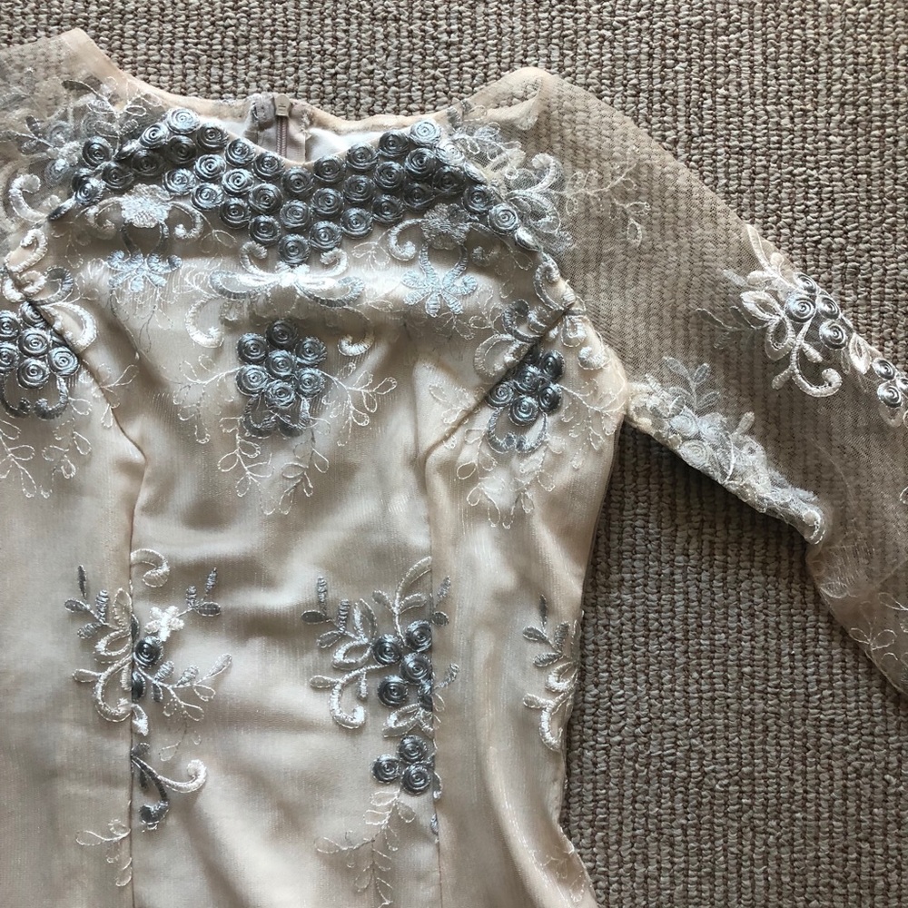 Stunning vintage embroidered off-white maxi dress